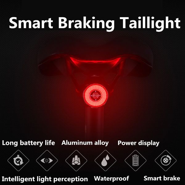 

new usb bike tail light lantern smart brake sensor taillights mtb road cycle rear led waterproof bycicle back lights alloy