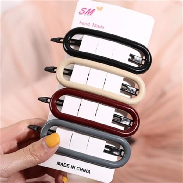 

6330 хань чжишан корейский геометрический овал ослепительная заколка чистая красная заколка простой конфеты цвет головной убор девушка боков, Slivery;white