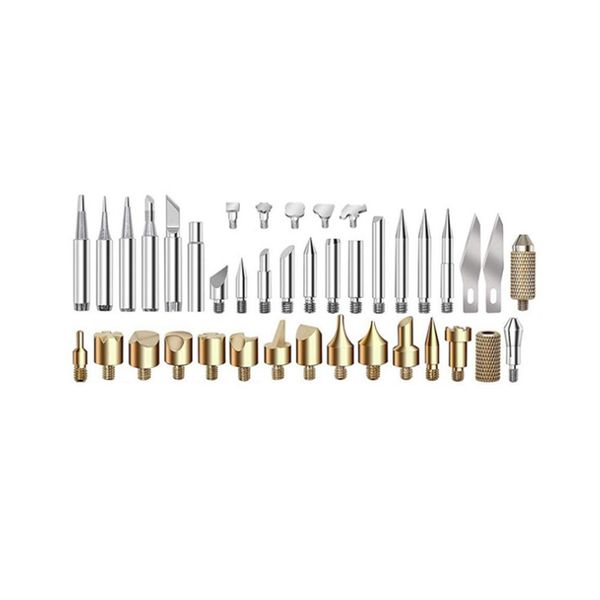 

52pc pyrography tool wood working burning pen set 60w adjustable soldering iron chiseled tip blade soldering iron carving tools