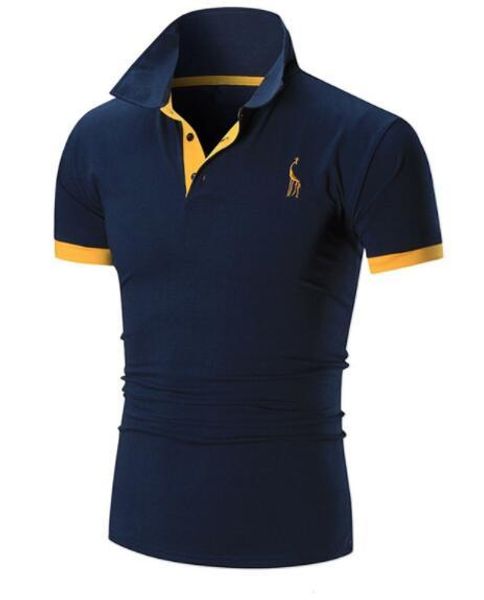 

mens polo shirt brands male short sleeve casual slim solid color printing deer pattern polos men 3xl, White;black