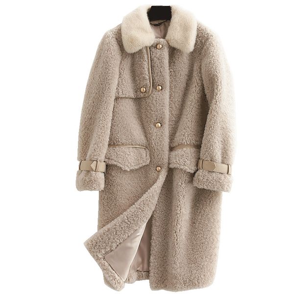 

воротник шерсть jacket real шуба осень зима пальто женщин одежда 2020 корейский урожай овец shearling abrigo mujer 3654, Black