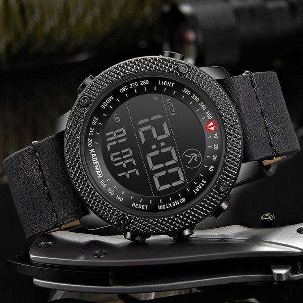 

6121 kademan men's sports watch waterproof digital led leather fashion outdoor wristwatches relogio, Slivery;brown