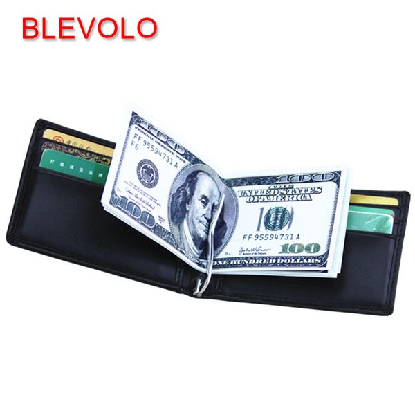

blevolo brand men wallet genuine leather short wallets purses casual male money clips soft black clutch wallet for men purse, Red;black