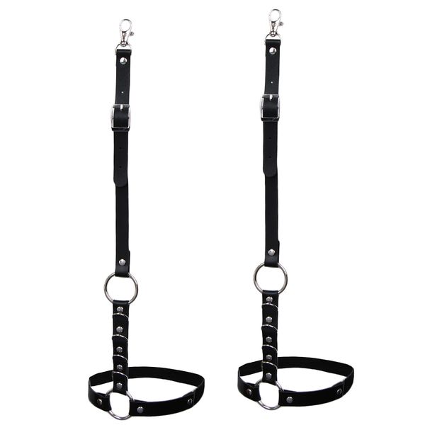 

2 pieces adjustable leg strap with hook punk style thigh ring for women, Black;white