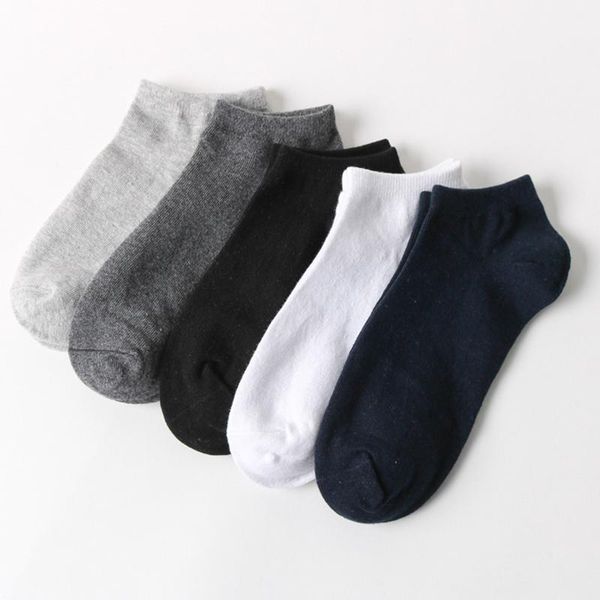 

wholesale- 5pairs lot spring summer men cotton ankle socks for men's business casual solid colors short socks male sock slippers 2017, Black