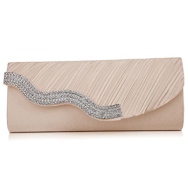 

diamond evening bag satin surface with fold