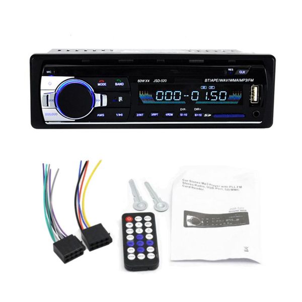 

bluetooth jsd-520 autoradio 12v car radio car stereo player phone aux-in mp3 fm/usb/radio remote control