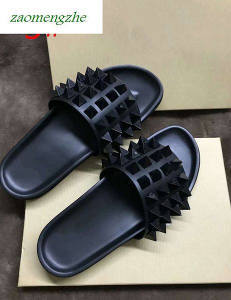 

donna studded willow nail slippers designer luxury red bottoms shoes men rivet junior spikes flat slipperswith boxssales new, Black