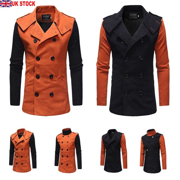 

мужская шерстяная шинель пальто с длинным рукавом формальный сгущает двубортный пиджак fit куртка оранжевый черный тренч, Tan;black