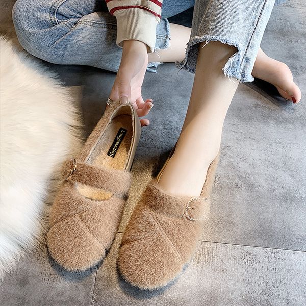 

casual woman platform shoes autumn loafers fur women's moccasins shallow mouth modis round toe fall new nurse 2019 basic solid, Black