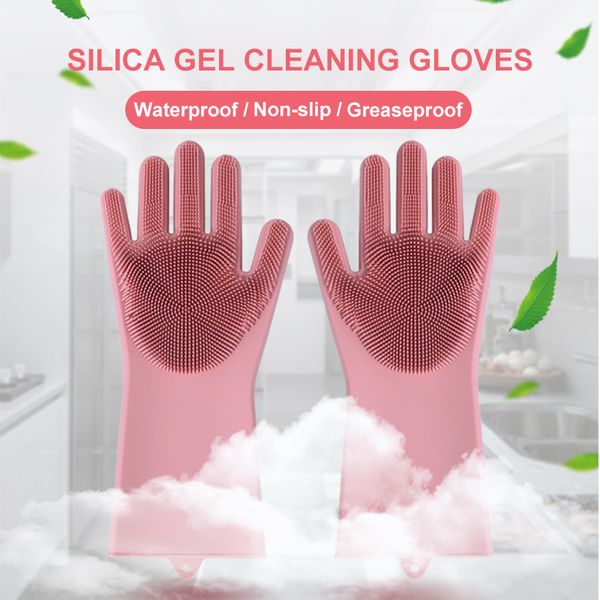 

magic dishwashing gloves for washing dishes silicone cleaning gloves with brushes kitchen household rubber sponge car wash gloves