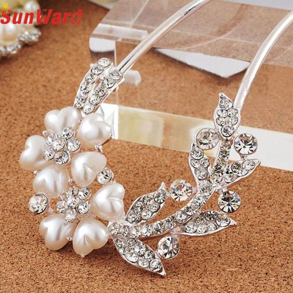 

otoky drop shipping hair jewelry flower bridal wedding rhinestones crystals pearl hairpin hair clip jewelry for gift f07, Golden;white