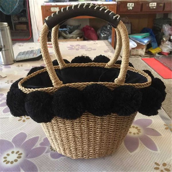 

лето соломенные сумки для женщин ручной работы сплетенный мешок пляжа известная марка конструктора кулиской bohemian корзина женские сумки н