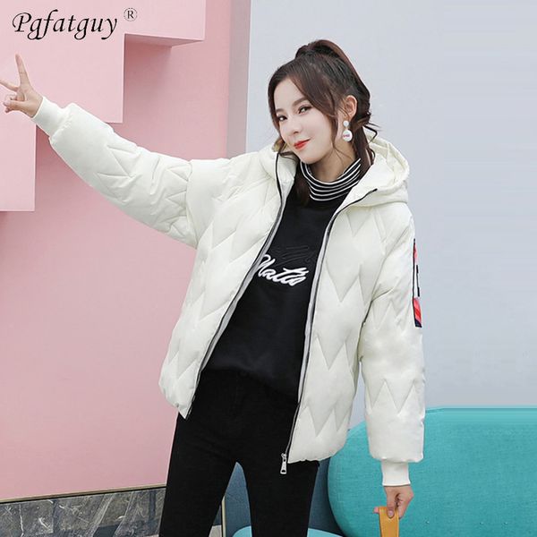 

2018 white jackets coats women winter warm down cotton padded short parkas bread style new autumn fashion bomber hooded outwear, Black