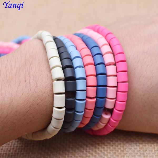 

yanqi 6mm polymer fimo clay beads cylindrical barrel shape loose spacer beads for diy jewelry making bracelet earring wholesale