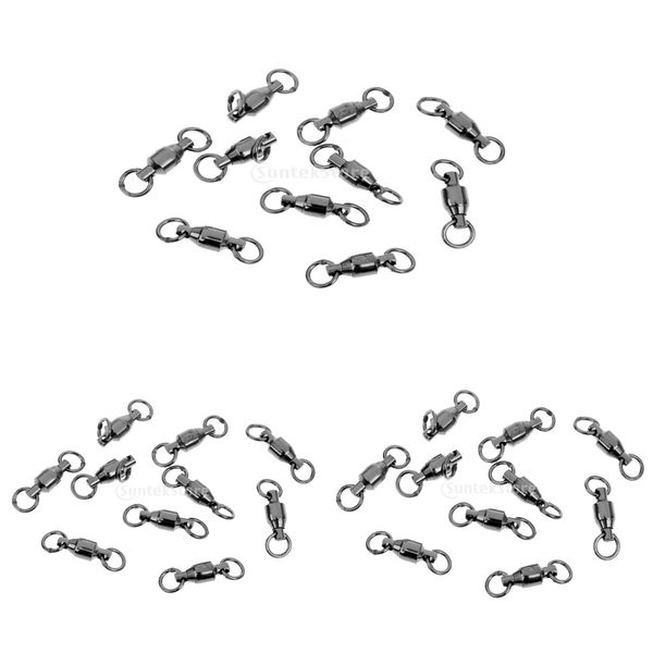 

30pcs heavy duty ball bearing swivel solid rings fishing swivels black 4#