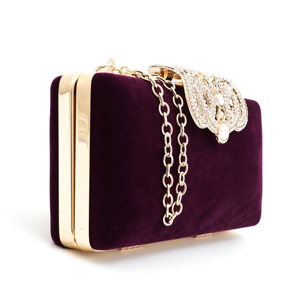 

factory direct crown diamonds velvet women bag day clutches small purse bag crystal evening bags 4 color tote 8007