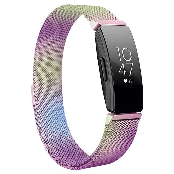 

fashion rainbow stainless steel milanese watchband for inspire/inspire hr watch band replacement bracelet wrist strap, Black;brown