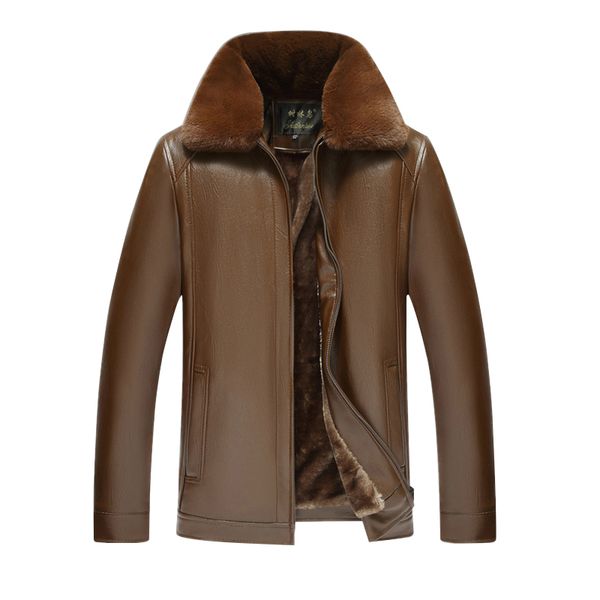 

brand men pu jacket european size men's leather fashion winter coats 6xl, Black
