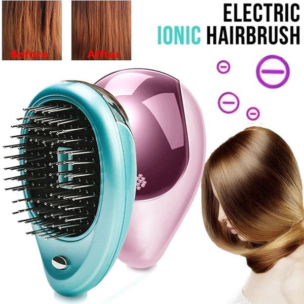 

hair comb magic portable electric ionic hairbrush takeout mini ion hair brush comb massage small, Silver