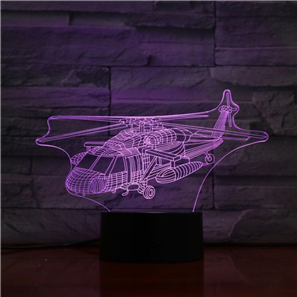 

usb 3d led night light uh-60 utility helicopter warplane model black hawk fighter decorative lights plane table lamp bedside