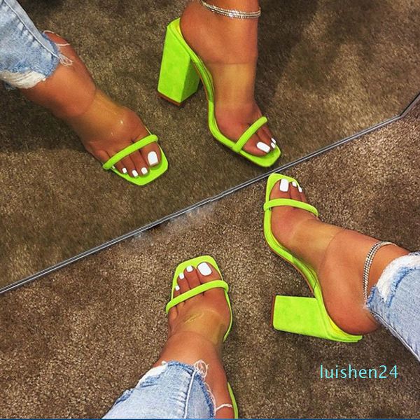 

women transparent sandals summer slides female jelly shoes slip on comfortable suede high heels outdoor open toe ladies 2020 l24, Black