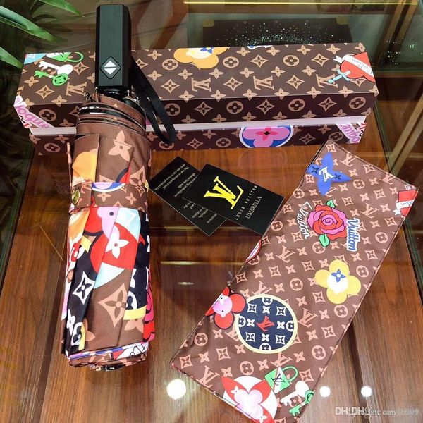 

Luxurie de igner brand letter little bee umbrella women luxury cla ic tyle camellia umbrella 3 fold logo umbrella windproof