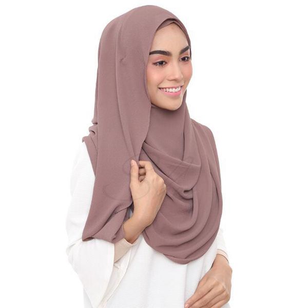 

malaysia design instant plain two loops bubble chiffon scarf shawls two face hijab muslim 180*75cm need wear undercap