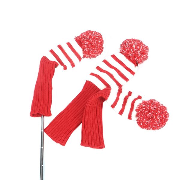 

tourbon red knitting golf clubs carrier padded clubs head cover protection storage golf gun bag holder