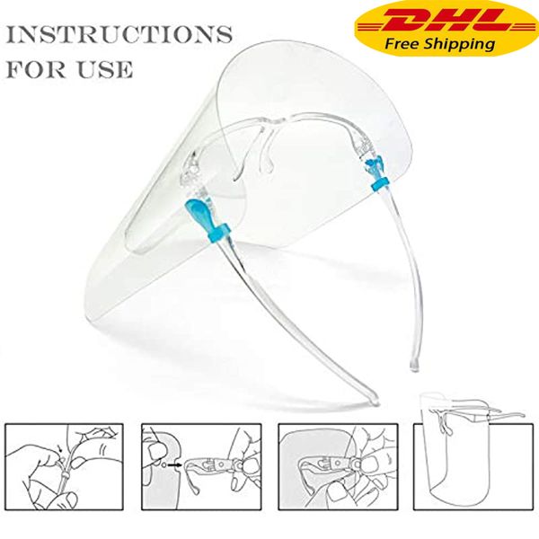 

US Stock !DHL Shipping Face Protective Mask Protective Face Mask WIth Goggles Transparent Anti Fluids Face Shield Anti Dust/Fog Anti Splash