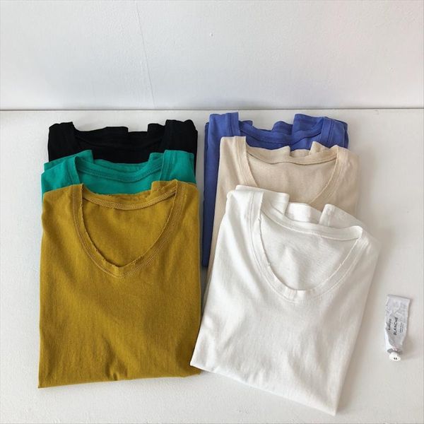 

очень хорошего качество и все соответствует v-образный вырез отверстия с коротким рукавом t- футболка летом мыть хлопок простой сплошного цв, White