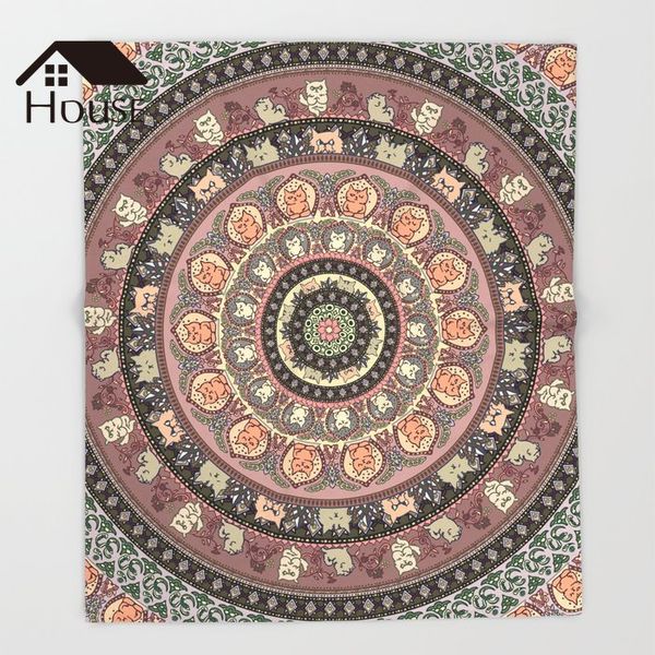 

bighouses throw blanket cat yoga medallion throw blanket warm microfiber