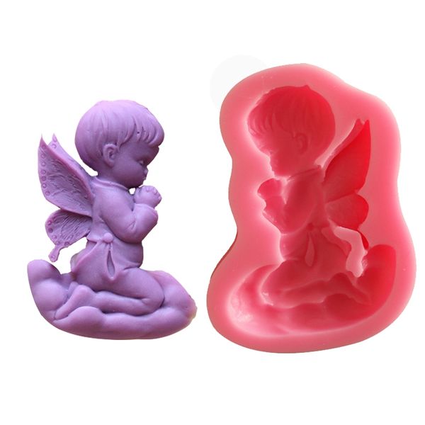 

1pc 3d религиозные молиться angel baby с крыла силиконовые mold cake шоколад печенье sugarcraft mat главная кухня декор diy инструмент друго