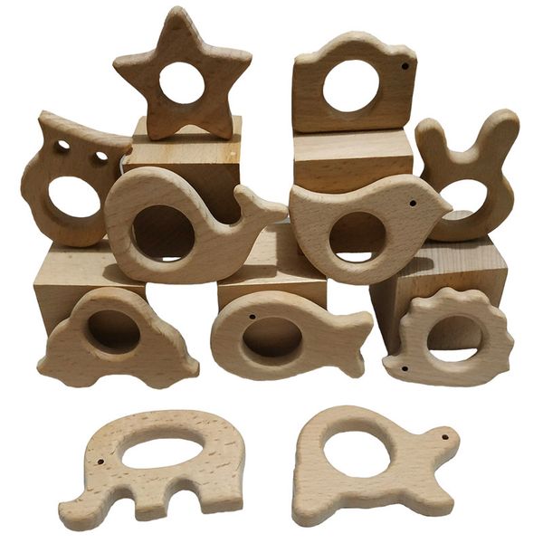 

diy кормящих подвеска деревянные прорезыватели для зубов игрушки животных форма пищевых материалов органические жевать подарок бук детские п