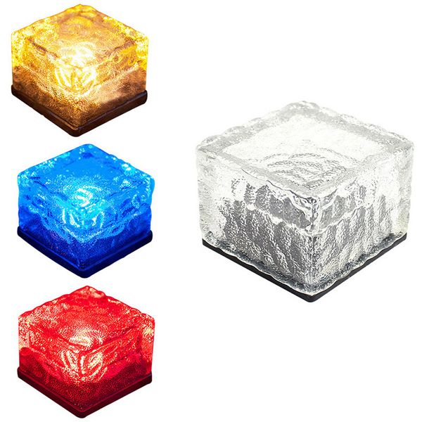 

solar path ice cube lights, waterproof color changing in-groud buried led frosted glass brick rock lamp