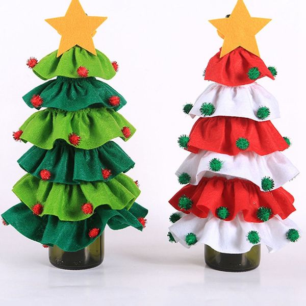 

christmas wine bottle decoration set christmas tree elf wine bottle cap clothes kitchen decoration new year dinner hanging