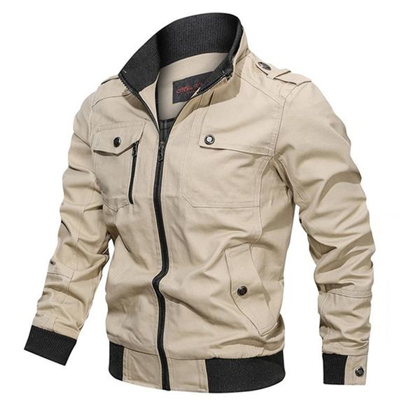 

men's jacket male washed cotton thin outerwear men fashion 2019 autumn solid color coats stand collar leisure jackets, Black;brown