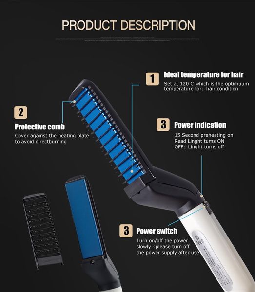

men quick beard straightener styler comb multifunctional hair curling curler show cap tool electric hair styler for men hair styling brush