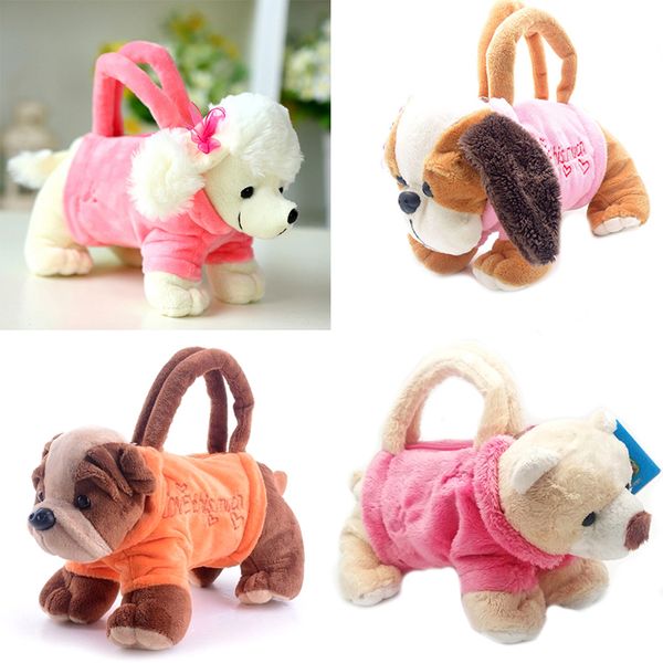 

new year gifts kids handbags plush cartoon dogs for kids coin holder 3d poodle toys schnauzer toys for children girls, Black