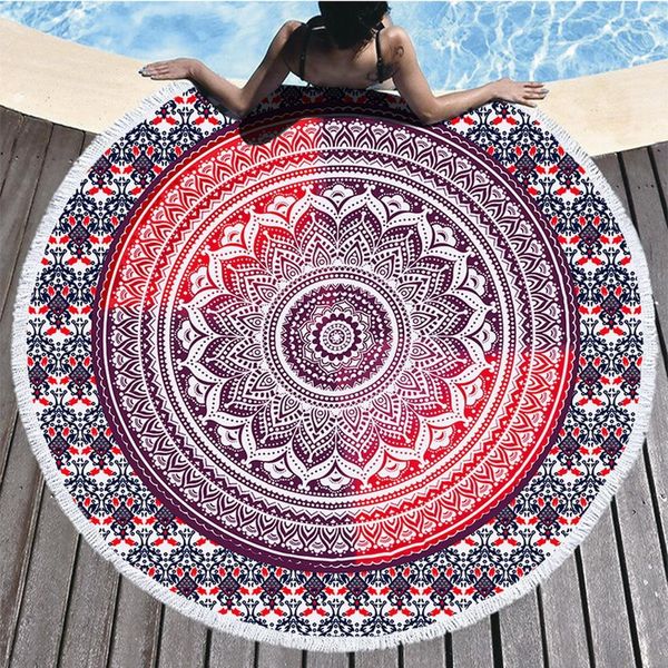 

boho style beach towel super absorbent 1-8 round table cloth geometry picnic rugs home decor tassel