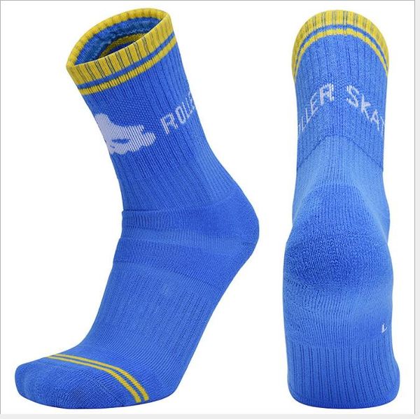 

roller skating socks thickened and long towel bottom sports socks anti-wear stockings for adults, Black