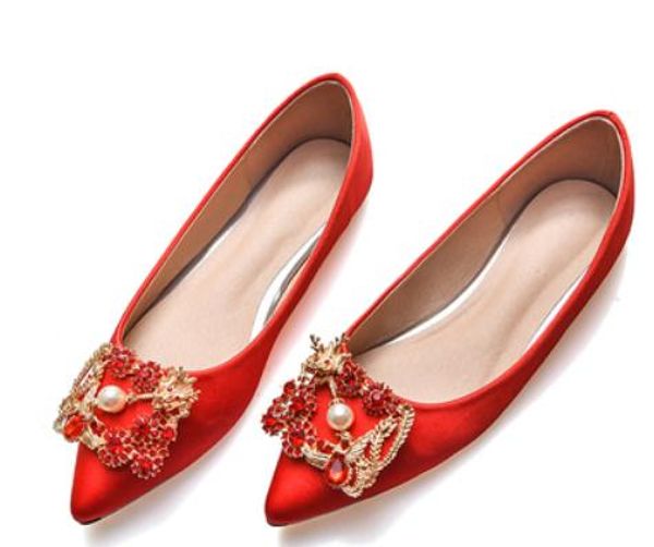 

2019 women's shoes in spring and autumn with new style flat bottom pointed end silk and satin water drill @140, Black