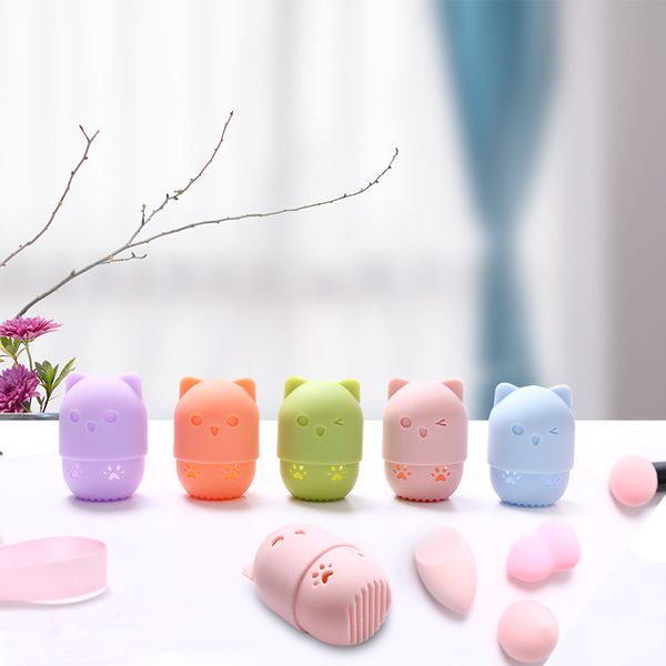 

1 pcs makeup sponge puff professional facial cosmetic concealer cream foundation powder holder puff storage box