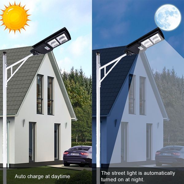 

120w 240led outdoor waterproof light solar sensor light with light control and radar sensor black