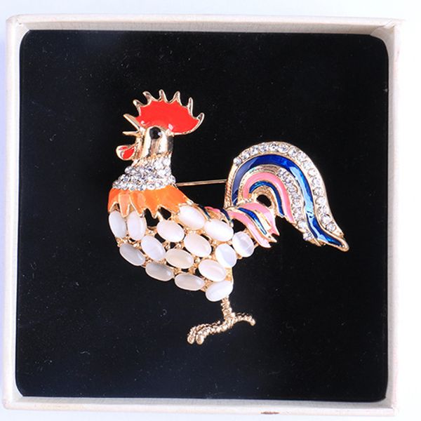 

retro crystal gold tone rhinestone animal chicken brooch pin for bridal, Gray