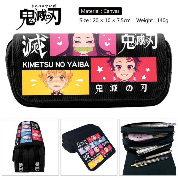 

kimetsu no yaiba demon slayer kamado nezuko tanjirou cosplay canvas pen pencil case zipper stationery box gift