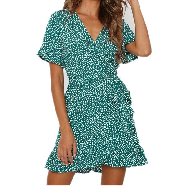 

women summer dress boho chiffon party evening beach dresses short sleeve floral print mini dress sundress vestidos, Black;gray