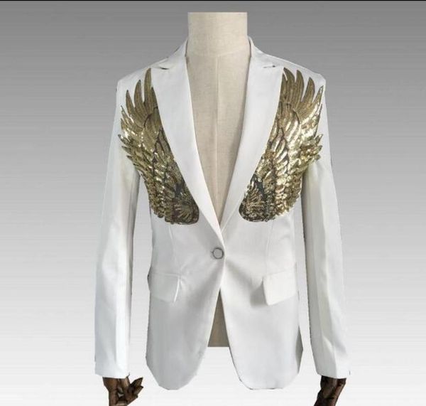 

men's suits & blazers men sequin blazer slim fit suit jacket homme gold silver stage singers clothes, White;black