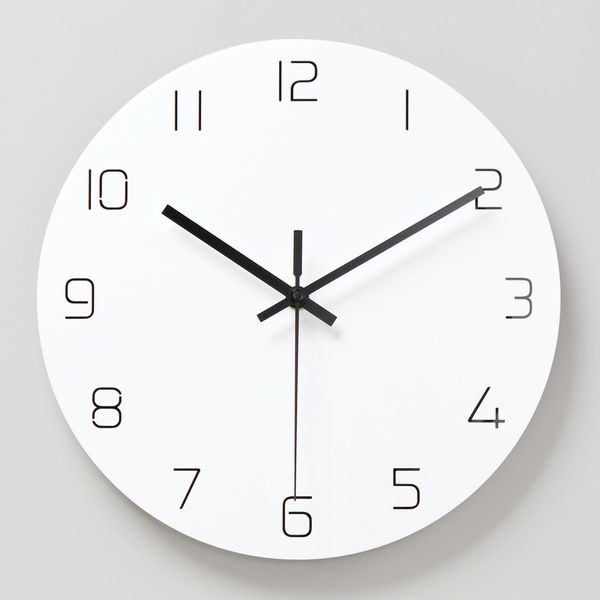 

wall clock simple modern design for living room nordic brief wood clocks white wall watch home decor silent 12 inch