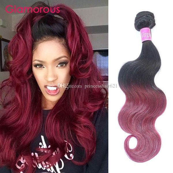 Glamorous Ombre Brazilian Hair Bundles Human Hair Weaves Body Wave